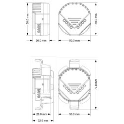 HE-HLS01 Relafbryder Quinto, Z-Wave Plus v2 700-serien, 5 reler, 2x indgange, 5x 5A udgange
